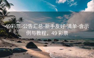 49彩票-公告汇总-新手友好-清单-含示例与教程，49 彩票